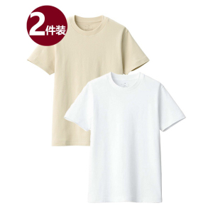 2件装日式良品女式夏季短袖t恤纯棉白色体恤上衣宽松半袖打底大码