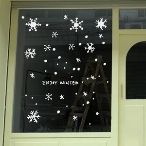 圣诞节装饰雪花橱窗贴纸服装奶茶店铺玻璃门贴花场景氛围布置贴画