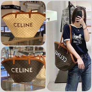 CELINE/赛琳女包COUFFIN中号购物袋老花扇形托特包单肩手提包