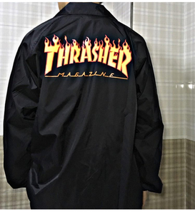 【羔羊House】Thrasher 美版 火焰大Logo薄款教练夹克外套情侣款