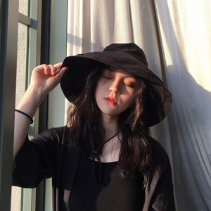 日本uv渔夫帽子薄款女春夏日系棉麻防晒遮阳帽可折叠防风防紫外线