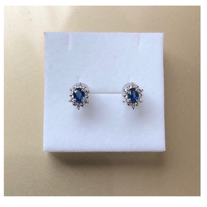 蓝宝石钻石耳钉日本代购直邮18k白金耳饰首饰品礼物包装付保证书
