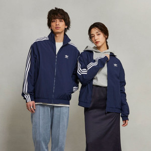 韩国Adidas阿迪达斯三叶草美式复古深蓝色运动休闲夹克外套IT2492