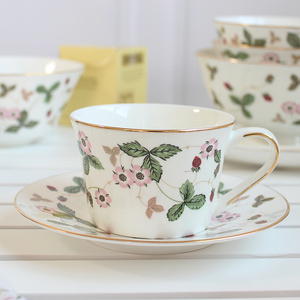 英式骨瓷野草莓咖啡杯碟 下午茶杯可爱陶瓷杯欧式水杯礼品茶具