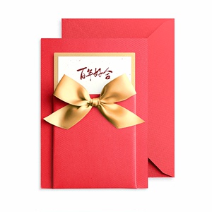 结婚百年好合贺卡祝福卡伴手礼卡片创意红色新婚婚礼闺蜜金色礼卡