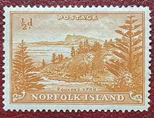诺福克群岛邮票 1947年 自然风光 雕刻版 贴票1枚 外国邮票