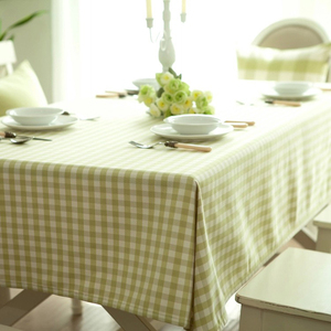 防水格子桌布布艺绿色小清新长正方形餐桌布幼儿园小方格茶几台布