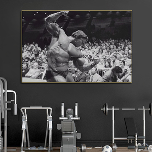 施瓦辛格健美海报装饰画运动瘦身肌肉猛男挂画健身房复古怀旧壁画