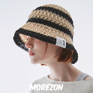 MOREZON【SLEEPYSLIP SUMMER BEACH BUCKET】潮人条纹镂空渔夫帽