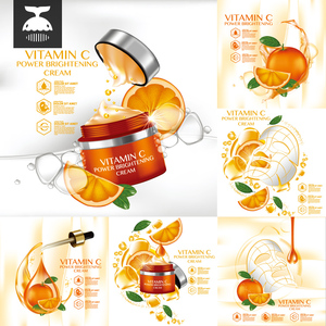 橘子橙子维生素C化妆品护肤品植物精华海报AI矢量设计素材模板