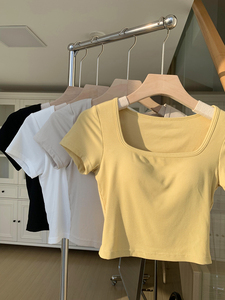 JoyceBra 带胸垫短袖T恤文胸一体舒适外穿休闲运动透气短款上衣女
