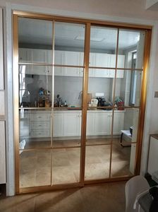 促L型异型拐角拼格厨房移门客厅阳台钢化玻璃移门卫生间隔断推拉