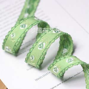 绿色民族花边织带 波浪棉线服装辅料窗边布艺 缝纫装饰 宽1.7厘米