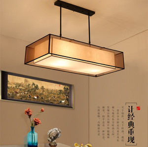 现代新中式简约美式餐厅客厅书房吧台复古铁艺布艺led创意吊灯