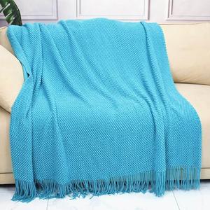 北欧风毛毯夏季薄款午睡空调毯披肩盖毯沙发毯装饰搭巾针织纯色新