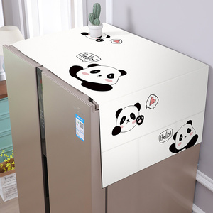 冰箱盖布单开双开门防尘罩卡通熊猫微波炉滚筒洗衣机盖巾简约布艺