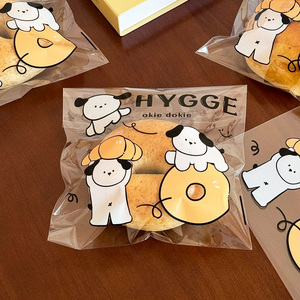 面包包装袋烘焙可颂欧包贝果塑料透明打包袋餐包卡通自粘袋定制蕾