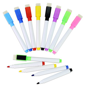 白板笔批发擦擦卡白板配件记号笔带刷带磁水性反复可擦笔定制厂家