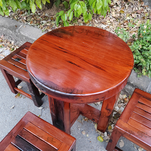 老船木餐桌椅组合加厚实木圆形饭桌阳台小茶桌民宿茶台户外休闲桌