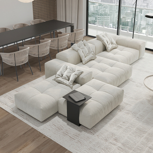 意式极简双面布艺沙发简约现代客厅小户型自由组合豆腐块转角沙发