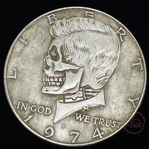 魔术币怪盗基德抖音同款道具 1974肯尼迪半美元30mm手指转硬币