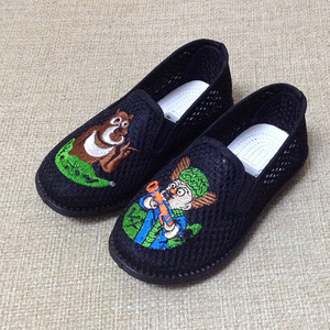 儿童加绒棉鞋老北京布鞋男童刺绣鞋幼儿园防滑软底一脚蹬中国风鞋