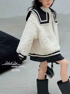 韩国品牌佐依佐拉童装女童2023年白色方领皮毛一体外套