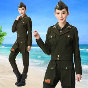 凯圣莉水兵舞服装女式2020新款夏季外套服军绿长袖广场舞上衣