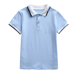 学生校服短袖T恤POLO衫夏季幼儿园园服中小学生班服浅蓝色教师服