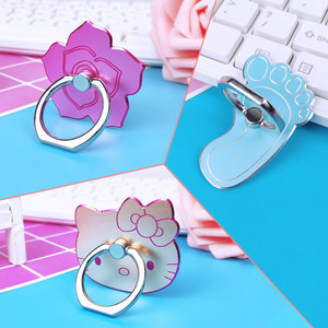 可爱KT猫金属指环支架通用桌面懒人苹果手机指环卡扣粘贴式平板女