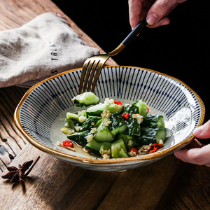 日式创意个性陶瓷餐厅家用商用碗圆形正方异形甜品碗沙拉面碗浅碗