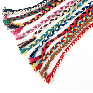 三色辫子棉绳 7毫米粗DIY手工编织民族风格装饰绳子 7mm花边棉线