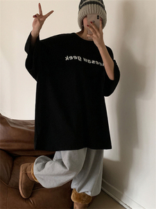 MRDONG韩国代购男女同款街头DANCER舞者大码嘻哈英文印花短袖T恤