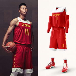 中国队男篮球服退役球衣队服团队比赛运动易建联篮球服国家队定制