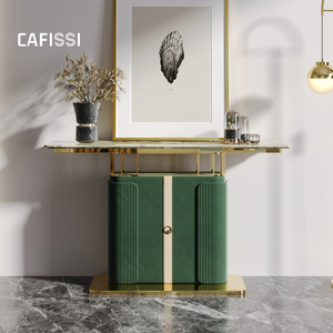 Cafissi意式轻奢玄关柜港式轻奢实木门厅柜高端天然大理石装饰柜