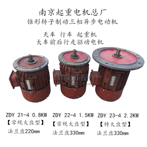 南京起重电机总厂锥形转子制动三相异步电动机ZDY0.8kw 1.5 2.2KW