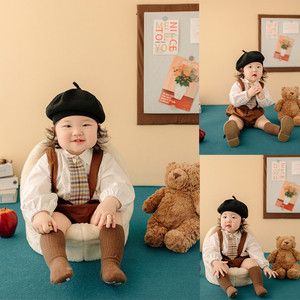 儿童摄影服装美拉德风宝宝婴儿百天照周岁照拍照服装小绅士主题