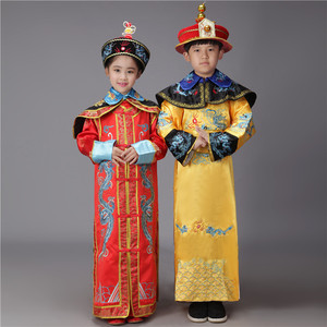 清朝皇帝皇后服装古装太子龙袍凤袍满族少爷儿童皇上贝勒演出服