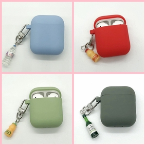 适用苹果airpods保护套酒瓶创意钥匙扣酸奶挂件pro3代硅胶软壳ins