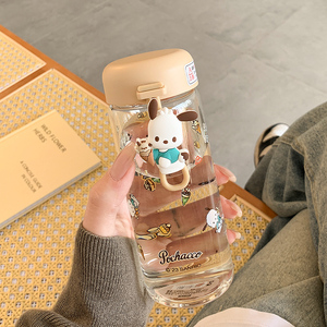 日本代购帕恰狗小容量玻璃水杯女高颜值小巧便携学生喝水可爱杯子