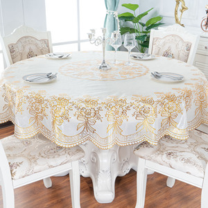 家用圆桌布防水防油免洗塑料PVC加厚180圆台布欧式大圆形餐桌布