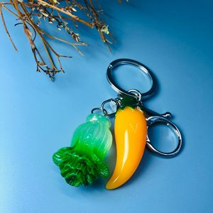 创意个性白菜辣椒系列水果树脂金属汽车钥匙扣包挂件情侣配饰