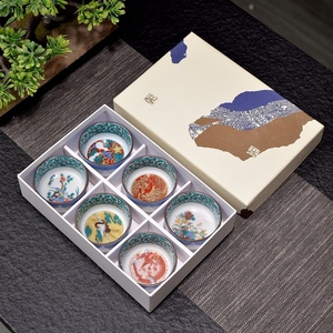 日本九谷烧浮世绘六杯礼盒装日式茶杯茶具手工日式瓷器品茗杯送礼