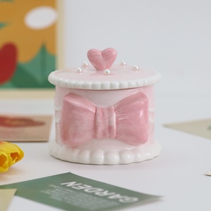 奶油风陶瓷蛋糕收纳罐猪油罐多巴胺家居装饰马卡龙送闺蜜礼物粉色