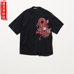 日本代购AMBUSH MIXED SHIRT 20SS新款 龙纹图案 短袖衬衫 T恤
