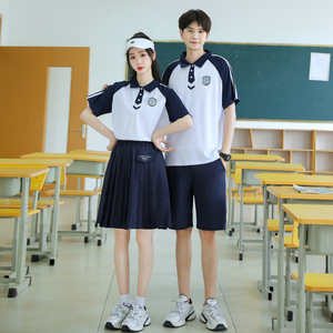 夏季小学生班服短袖套装韩版学院风校服t恤初三六年级毕业团体服