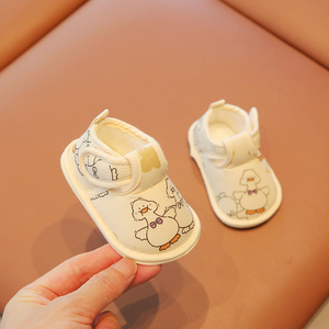 春夏季新生儿布底鞋卡通0-6-12个月婴儿鞋子春秋款一岁男宝宝步前