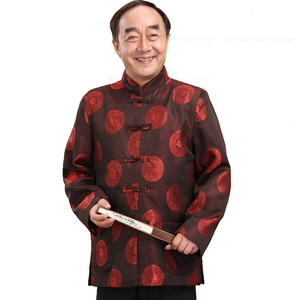 老人唐装生日中式礼服中年爸爸过寿外套寿衣福寿字男士春秋外套