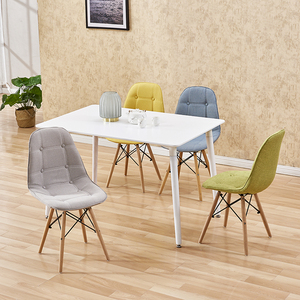 卡座餐桌家用北欧简约现代小户型组合白色实木长方形洽谈伊姆斯桌