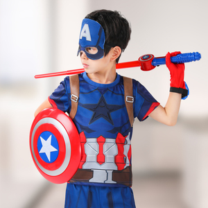 美国队长的衣服短袖套装儿童节日表演出服扮装男童超人T恤蜘蛛侠